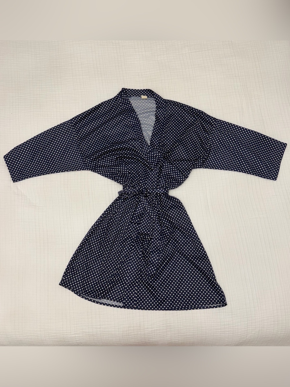 petra fashions vintage navy polka dot wrap robe